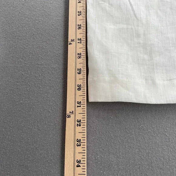 ENZA COSTA Tapered Pleated Pant Womens 25 White Linen Trouser Undyed High Waist - Picture 16 of 16